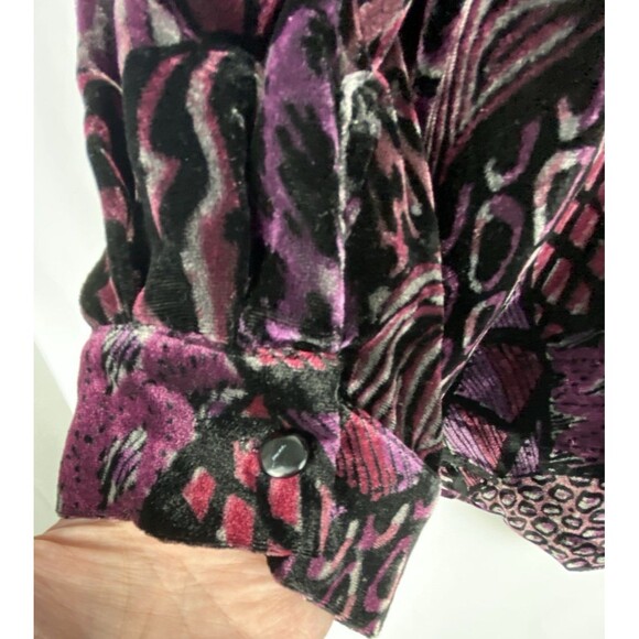 Bob Mackie Wearable Velvet Blouse Womens 2X Mixed Animal Print Button Up Dressy - Picture 11 of 13